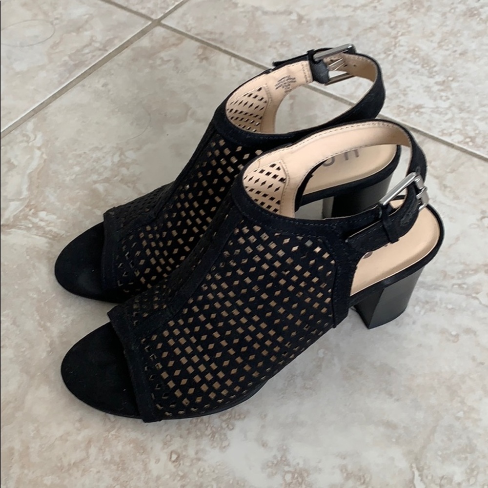 Block heel sandal Unisa 6.5 black faux suede